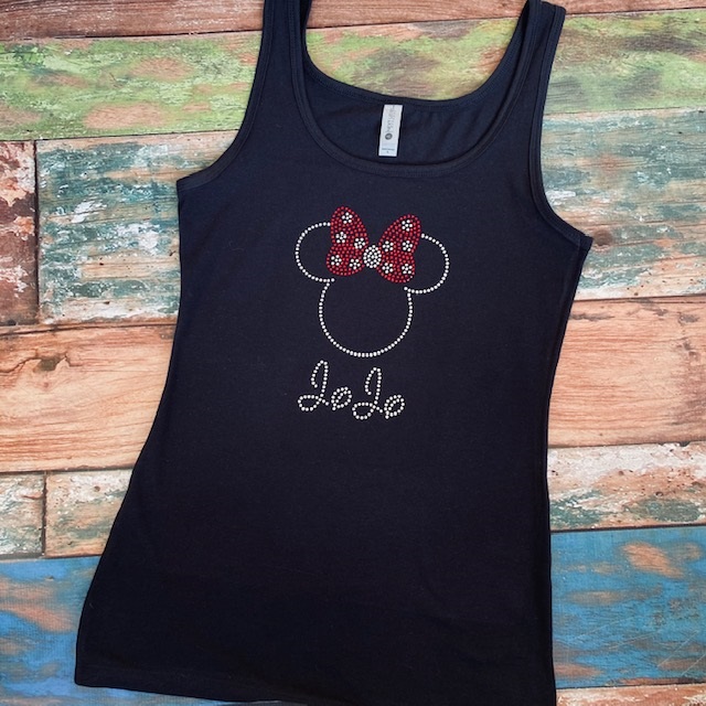Minnie Inspired Personalized Rhinestone-Red Polka Dot